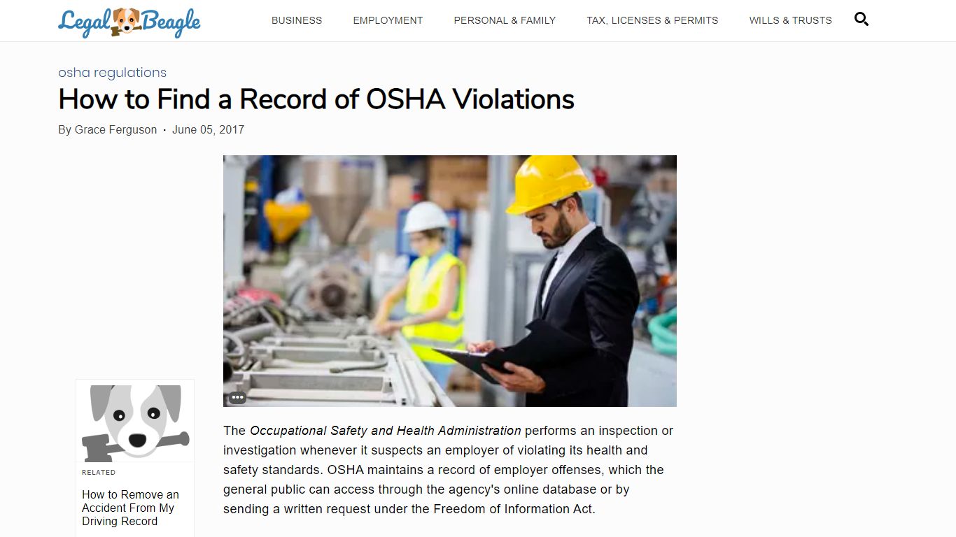 How to Find a Record of OSHA Violations | Legal Beagle